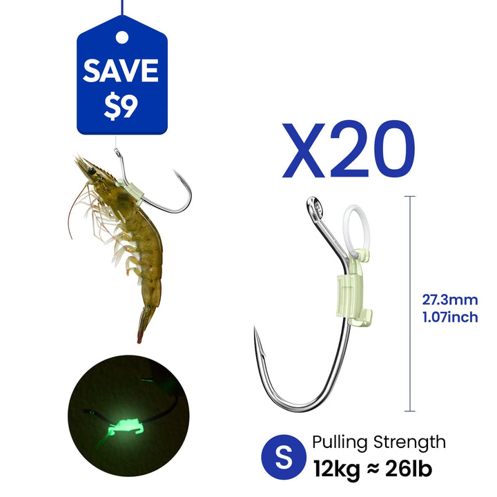 best hook for fishing with shrimp Kanama luminous live shrimp hooks, M(Medium)×2
