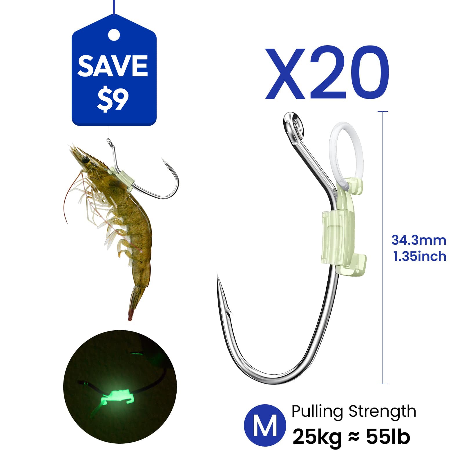 Luminous Live Shrimp Hooks | Glow Fishing Hooks for Bait – Kanama