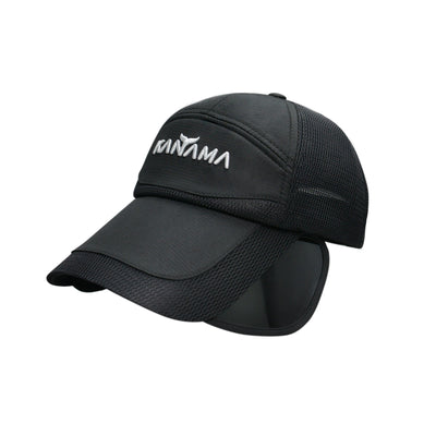 Black Kanama fishing sun hat with UPF50+ pull-down visor for sun protection