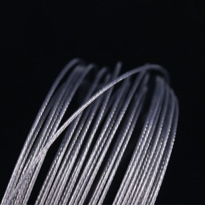Close-up view of durable stainless steel anti-bite fishing lines stacked together