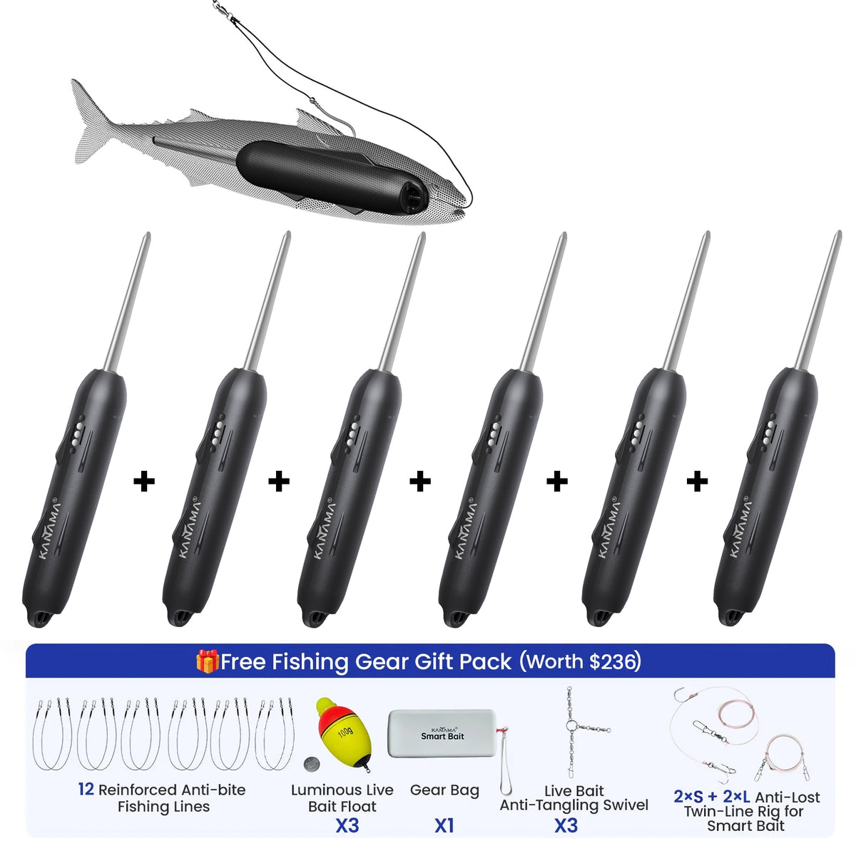 6 Smart Baits + Full Matching Accessories